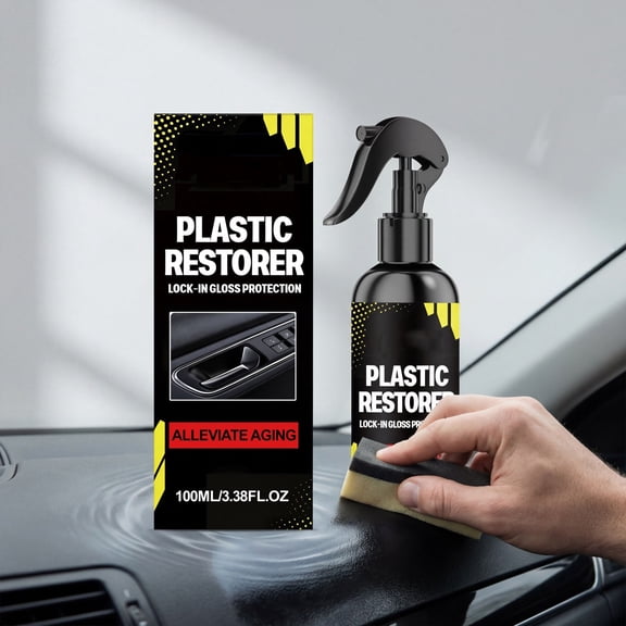 Car Plastic Restorer 100ml, Interior Dashboard Trim Revitalizer Cleaner, Plastic Stain Remover Polish, Anti Aging Protection for Door Panels Console Automotive Interior Care