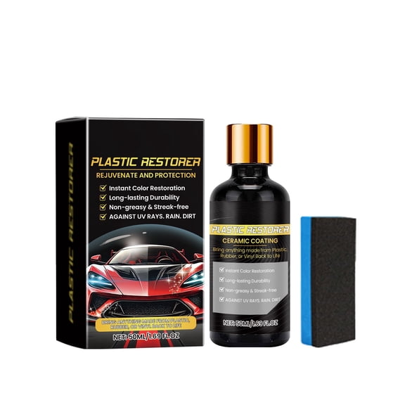 Car Plastic Restorer 50ml with Foam Applicator - Ceramic Coating for Water-Repellent Plastic Protection