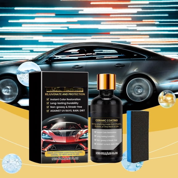 Car Plastic Restorer Ceramic Coating Restorer 50ML With Foam Applicator Scratch-Resistant Protection Water Repellent For Interior Exterior Plastic Parts Automotive Vehicle Maintenance
