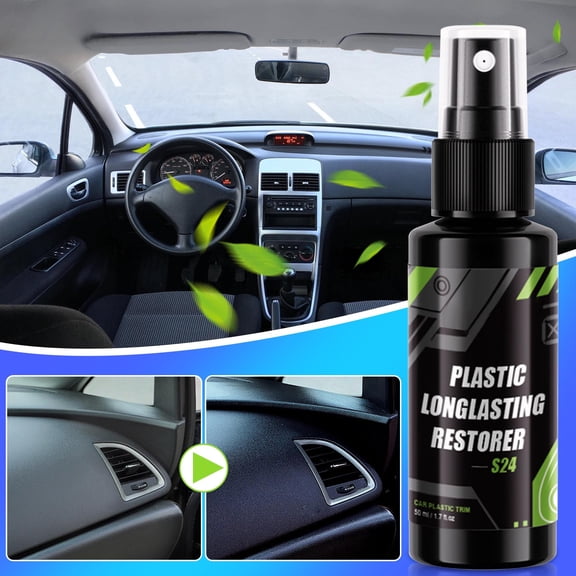 Car Plastic Restorer, Dashboard Restoration Kit for Interior Trim Repair, 1.7 fl oz UV Protectant Coating to Rejuvenate Faded Scratched Surfaces on Door Panels and Consoles