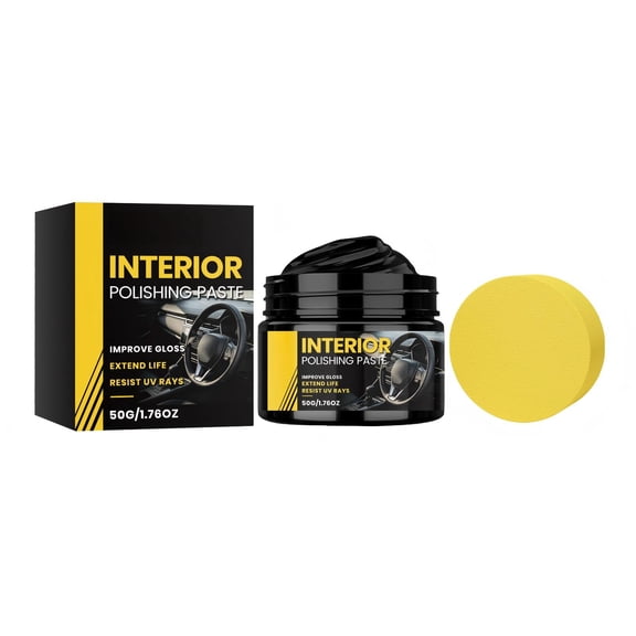 Car Plastic Restorer Interior Polishing Paste, 1.76 Oz Uv Resistant Car Trim Restorer, Restores Faded Vinyl Rubber Surfaces, Includes Application Sponge, for Automotive Interior