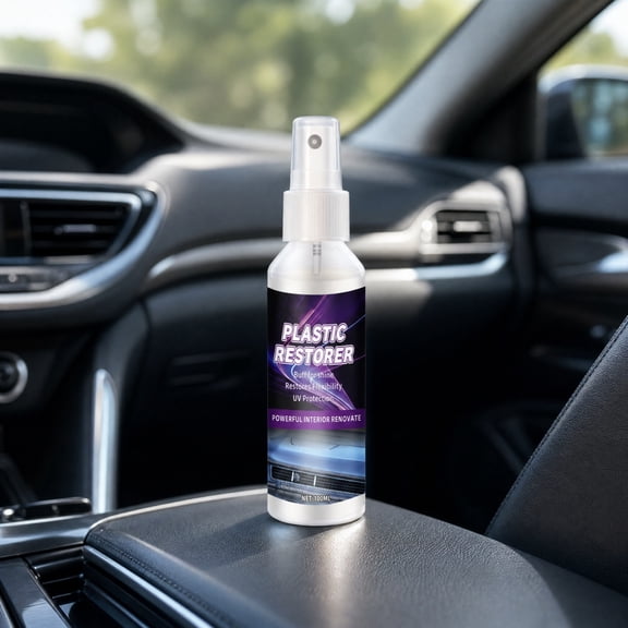 Car Plastic Restorer Spray, 100ml - Restores Faded & Chalky Plastic & Rubber, Waterproof Shine, for Interior & Exterior