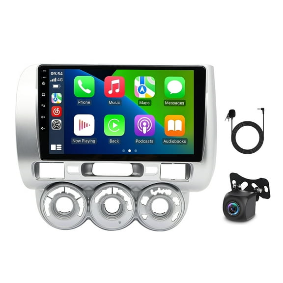 Car Player 9" 2GB+64GB with AHD Camera GPS Navi CarPlay Android Auto WiFi Bluetooth FM/AM/RDS DSP DVR SWC Fits for Honda Jazz GD 2002-2008