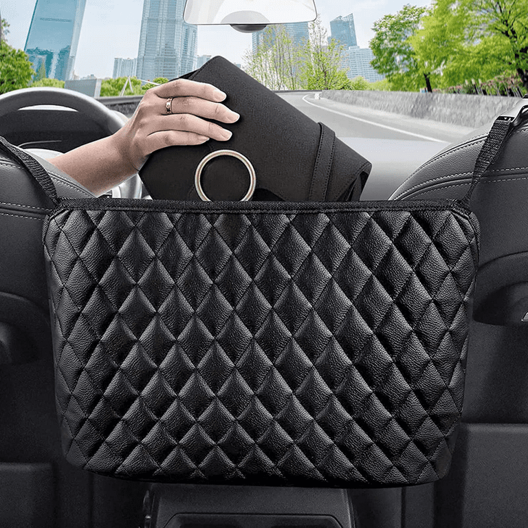 YIYI Guo Car Pocket Handbag Holder,Purse Holder for Cars Between Seats,Car Purse Holder,Leather Handbag Holder for Car Front Seat,Barrier for Backseat Pets