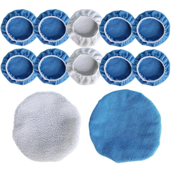 Car Polisher Pads Set, 12 Pieces, 5-6 Inches, Microfiber Bonnet, for Paint Repair, Wood, Plastic, Precision Instruments
