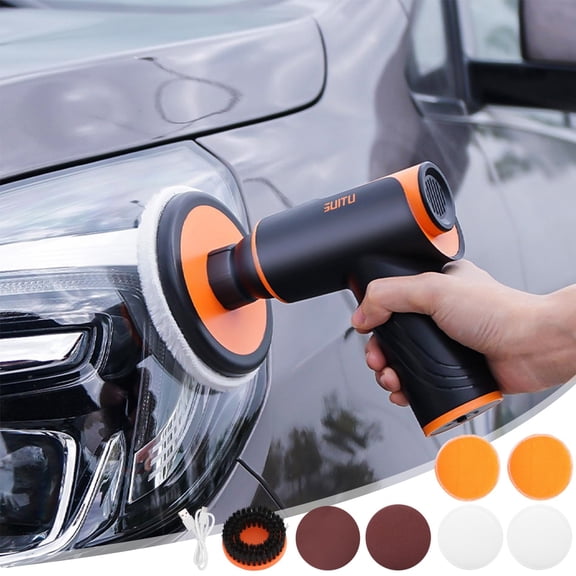 Car Polisher Tool Kit, Cordless Car Buffer Polisher With Variable Speed Control And 9PCS Polishing Pads, Paint Scratch Removal Waxing Machine for Car Detailing Auto Care Glass Floor Polishing