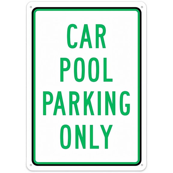 Car Pool Parking Only Sign, 8"x12" Wall Art Decor Plaque, Decorative Sign for Outdoor Street Home Bar Club Kitchen Restaurant, Parking Restriction Sign