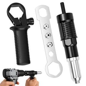 Car Pop Rivet Gun Adapter Kit, Electric Rivet Tool Drill Attachment with 4 Rivet Head ( 2.4/3.2/4.0/4.8mm) Cordless Riveting Tool for Automobile Manufacturing Door and Window Installation