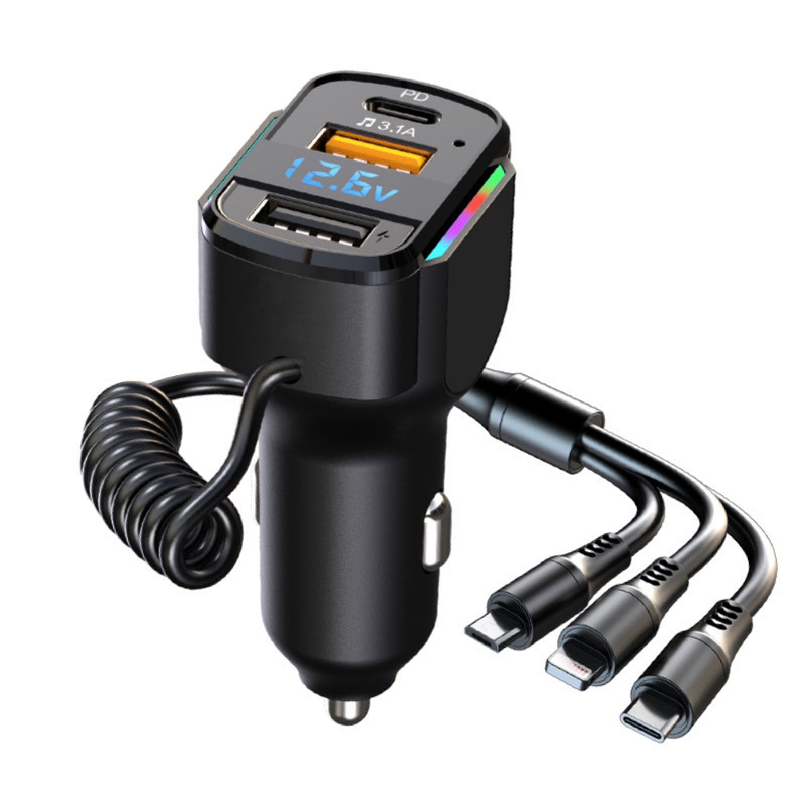 Car Port Charger with Plug Car 12v Plug Light Travel Heating Pad Car Adapter Usb Car Charger Adapter Fast Charging Usb Car Charger for 9 New 3 I N 1 Spring Fast Charging Ca Ble Car Charger With