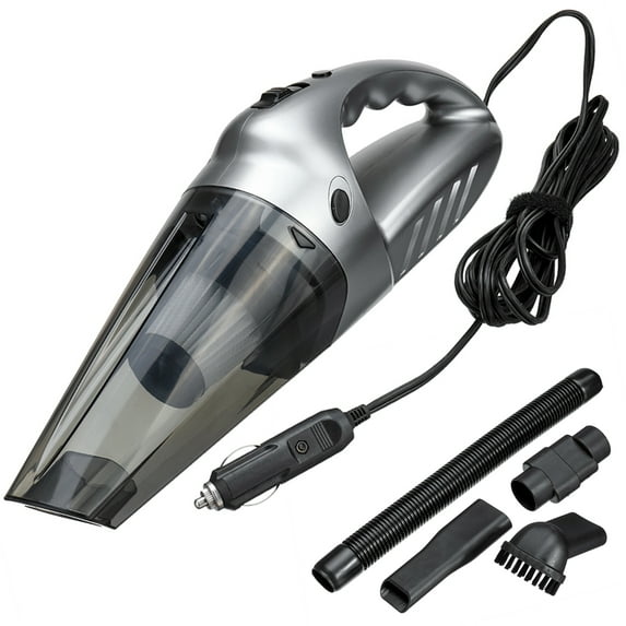 Car Portable Handheld Vacuum Cleaner Silver, Wet & Dry Dual Use with Strong Suction