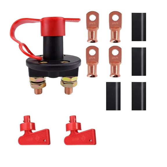 Car Power Disconnect Switch with 2 PCS Keys, Knob-Type Vehicle Isolator with Metal Fixing Post, Universal Waterproof