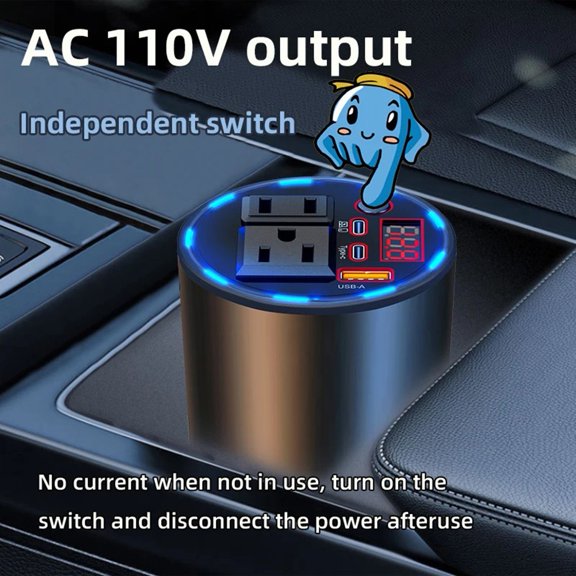 Car Power Inverter 12V To 110V AC Converter With USB Port And Socket Full-Bridge High Efficiency Adapter For Cars SUVs Trucks for Camping Travel Portable Compact Design