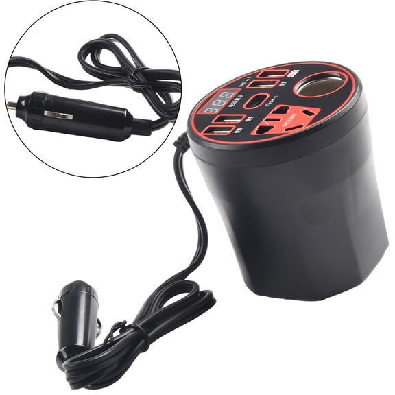 Car Power Inverter 12V/24V To Dc110V 220V Converter Charger Socket Multiple Device Charging Usb 3 0 Charging Port Red Fangkenuo