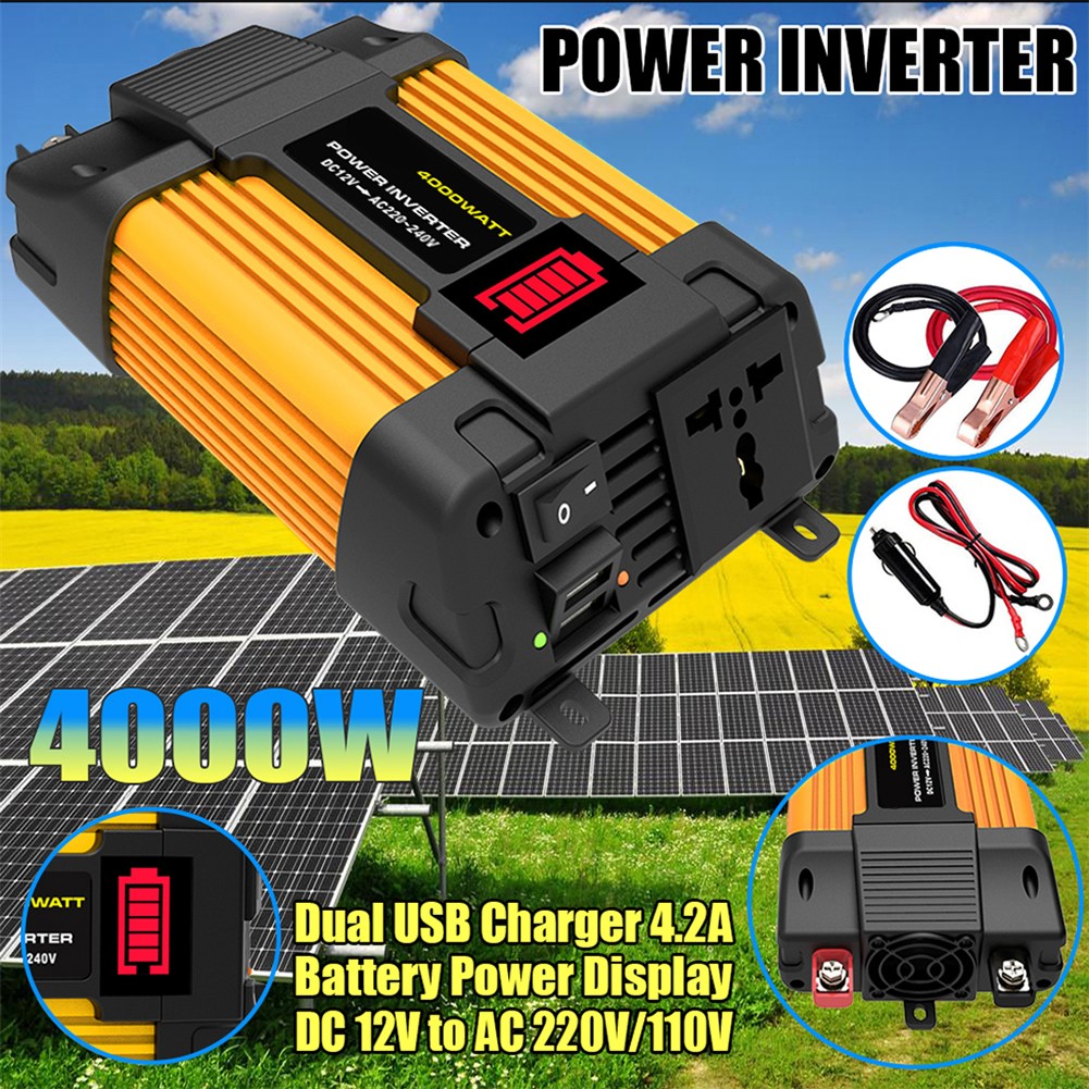 Car Power Inverter 12V Dc To 110V/220V Ac Power Sine Wave Converter Transformer Dc12V-Ac110V（300W）
