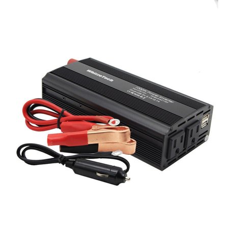 Car Power Inverter DC 12V To AC 110V 2 AC Outlets RV Solar Converter