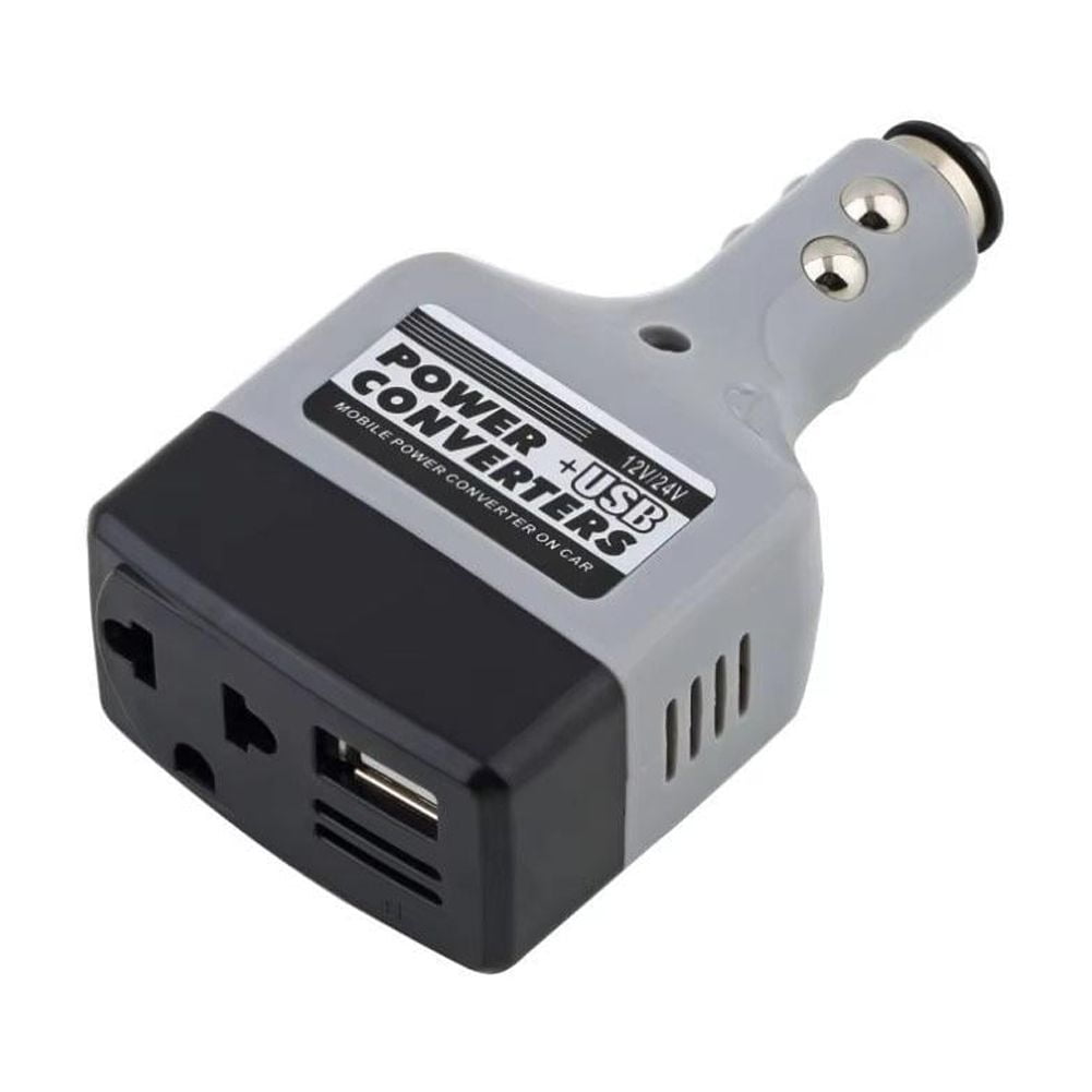 Car Power Inverter DC to AC Converter 150W with 2 AC Outlets and 2 USB Ports, 12V to 110V/120V Voltage Transformer for Camping Travel