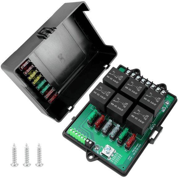 Car Power Panel 12V Fuse Relay Box 6-Way Relay Module Led Indicator Lights,Simple Operation, One Step Use, Save Your Time