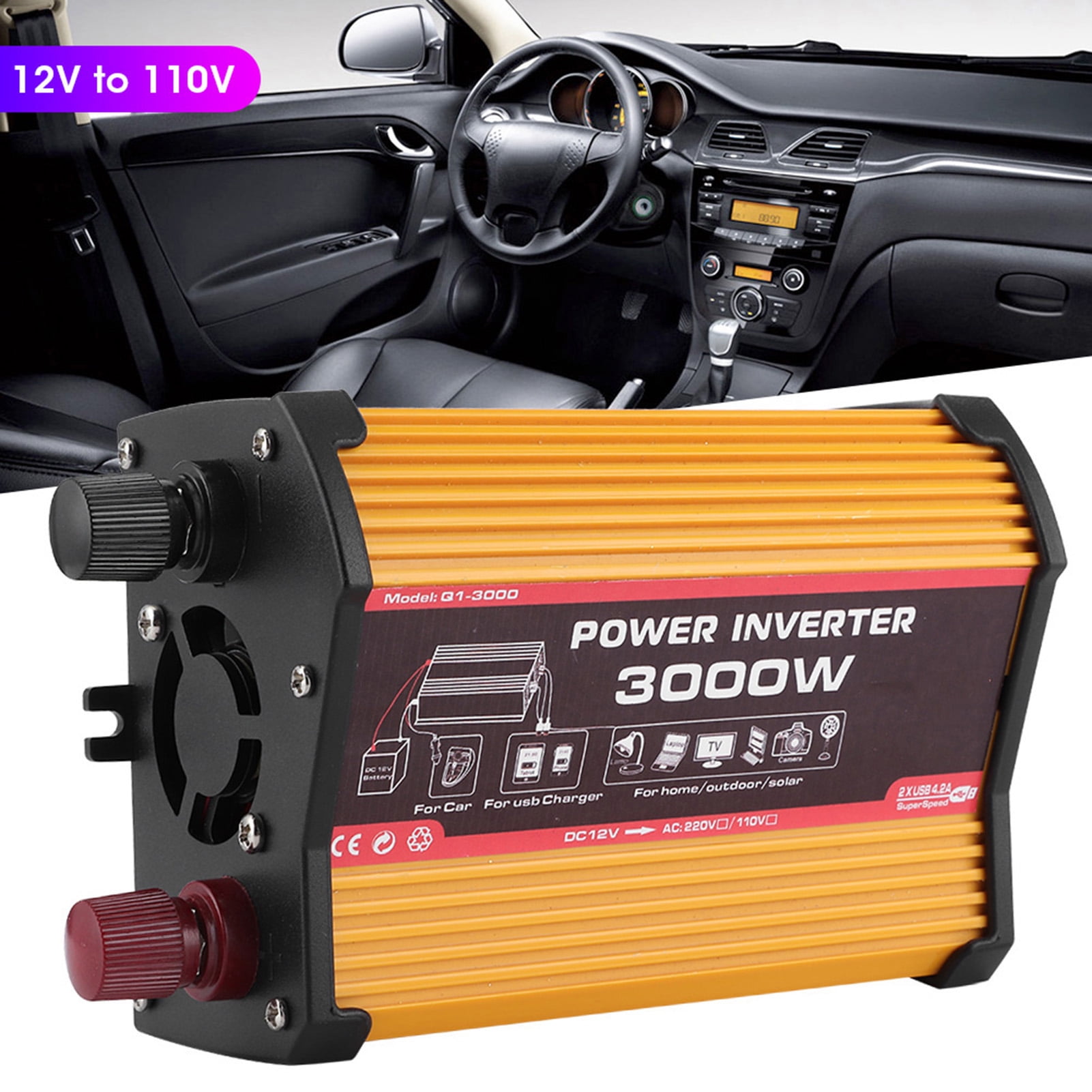 Car Power Transformer,USB 300W Auto Power Converter Modified Sine Wave