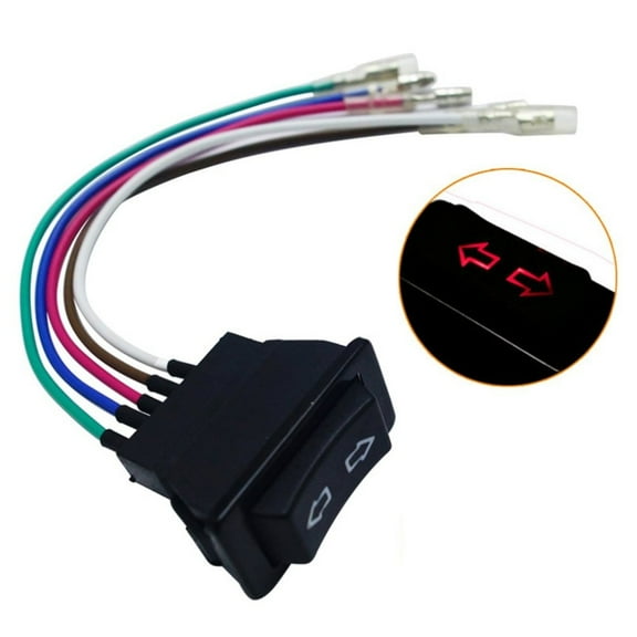 Car Power Window Switch 5-Pin/Wire Arrows UP/DOWN Red LED Light Universal 12V DC