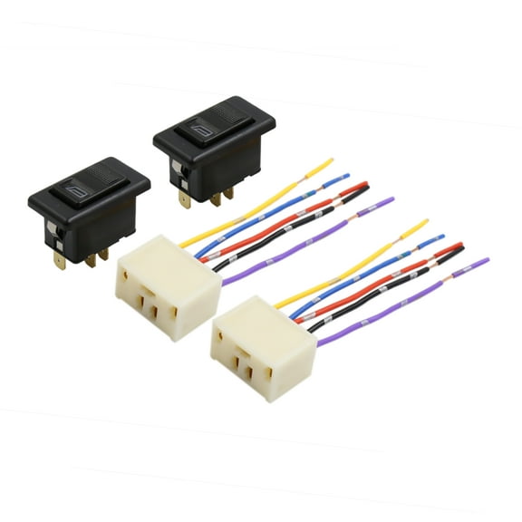 Car Power Window Switch with Wiring Harness Pigtail Socket DC 12V 4 in 1