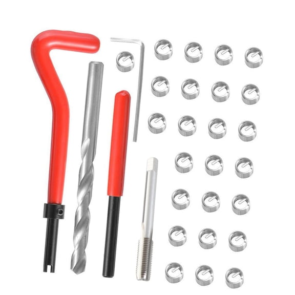 Car Pro Coil Tool 30Pcs Metric Thread Repair Insert Kit Coil Thread Repair Kit Helicoil Thread Repair Kit for Damaged Stripped Tapped Holes with Steel Inserts Installation Tools and Storage Case