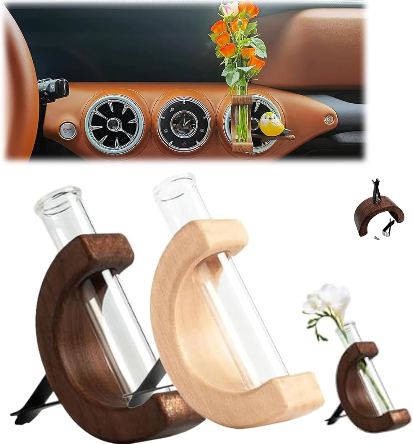 Car Propagation vase Vent Clip,CarFlowerVase Clip Holder Glass Tube ...