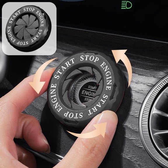 Car Push Start Button Cover, Universal Engine Start Stop Ignition Button Protector, Rotating Dust Scratch Prevention Guard, Easy Installation Interior Upgrade Accessory for Vehicles