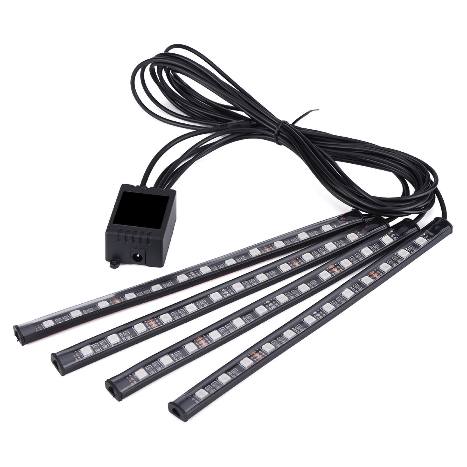Car RGB LED Strip, 5V 4x 12SMD Car Interior RGB LED Strip Lights Foot Light Remote Control