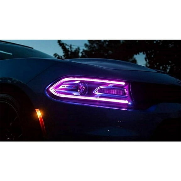 Car RGBW Halo DRL Board Headlight Bluetooth Control For 2015-2019 Dodge Charger