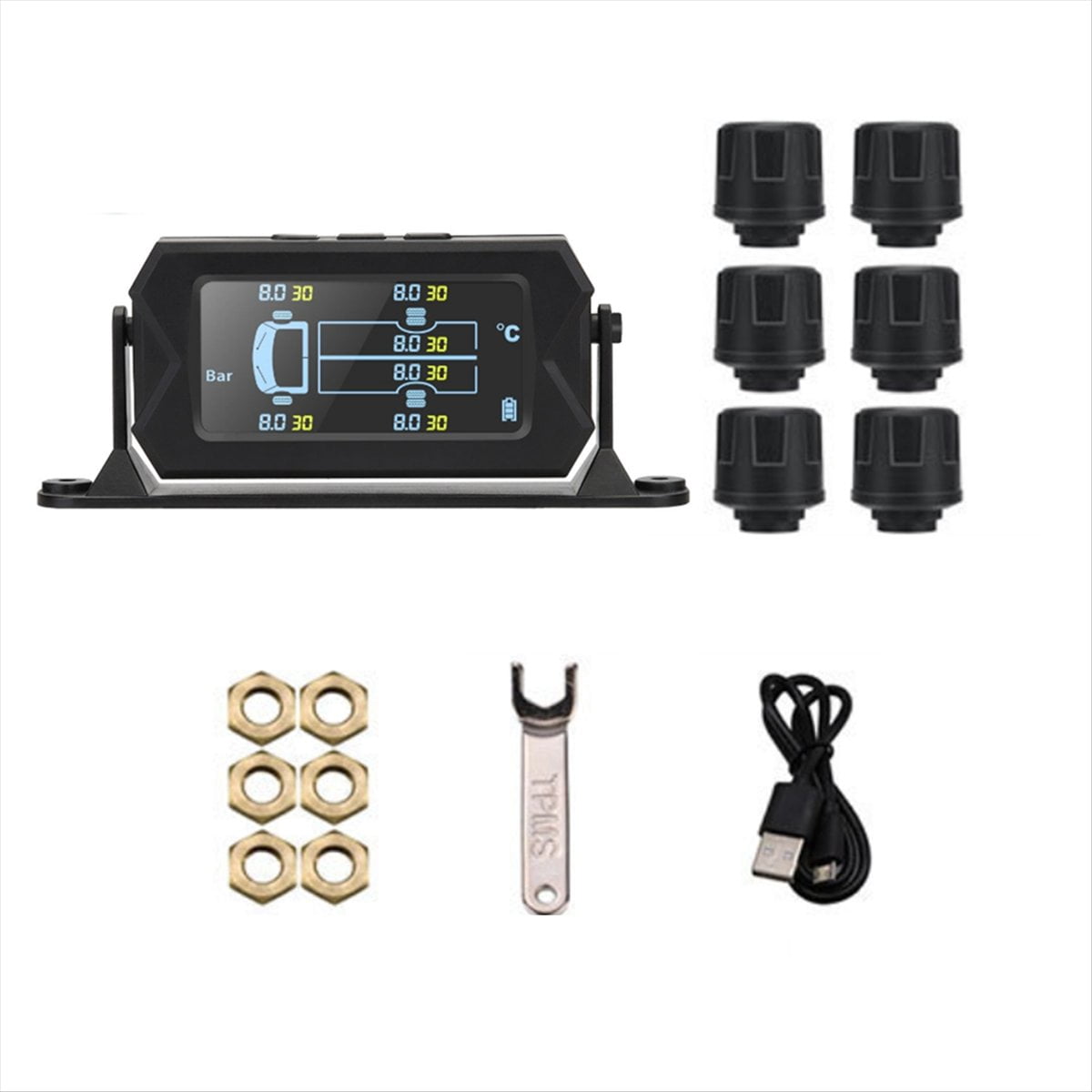 Wheel Sensor Machine Car RV Truck TPMS 6 Wheels Sensor Solar Tire Pressure Monitoring System ...
