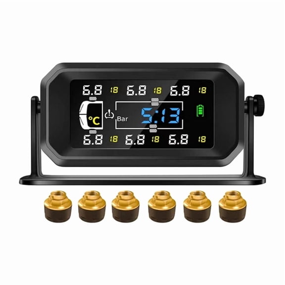 Car RV Truck TPMS 6 Wheels Sensor Solar Tire Pressure Monitoring System Temperature