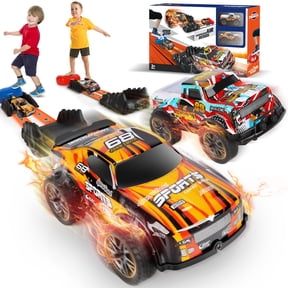 Carsky Stomp Race Car Launcher Set for Kids, 2 Cars & Dual Tracks, Foot Pump Powered Racing Toy for Boys and Girls, Outdoor Backyard Game Gift