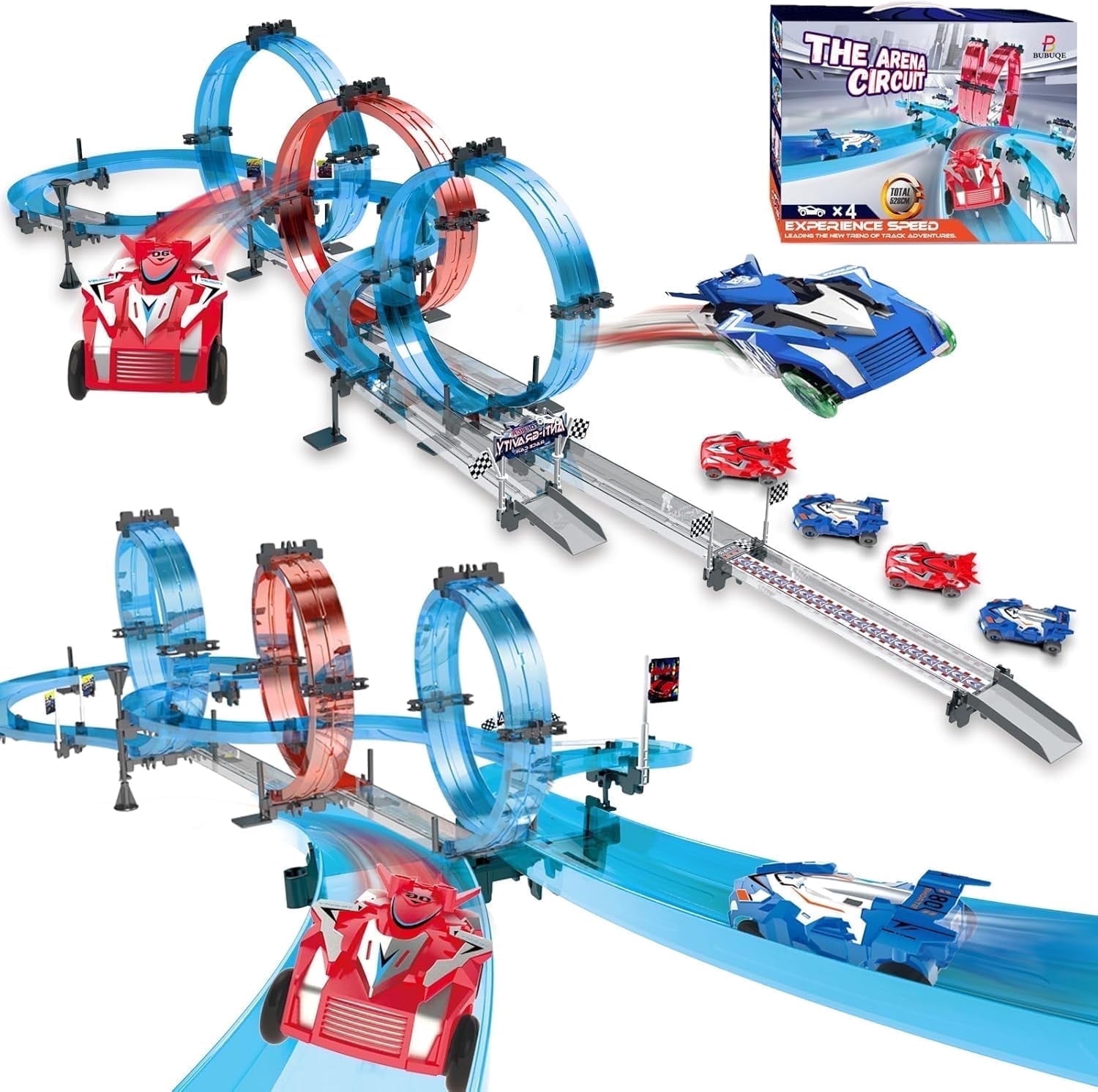 Toy Racer Kit UFULMN Toy Car Race Track Set with 360° Loops and Crossover - Walmart.com