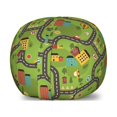 thumbnail image 1 of Car Race Track Storage Toy Bag Chair, Cartoon Style Illustration with Buildings Roadworks Activity, Stuffed Animal Organizer Washable Bag, Large Size, Multicolor, by Ambesonne, 1 of 3