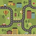 thumbnail image 1 of Ambesonne Car Race Track Fabric by the Yard Upholstery, Cartoon Road, 5 Yards, Multicolor, 1 of 4