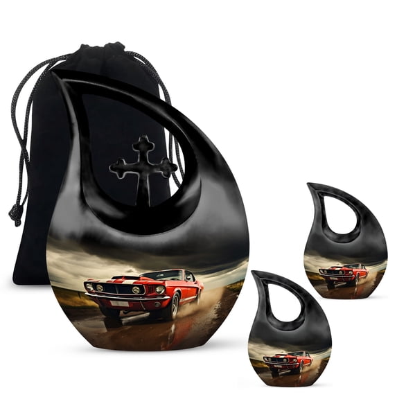 Car Race urn - urns for human ashes adult female - human remain urns - urnas para cenizas humanas adultos - small urns for ashes - small urn for human ashes (Combo - 10" & 4", 3 Pcs)