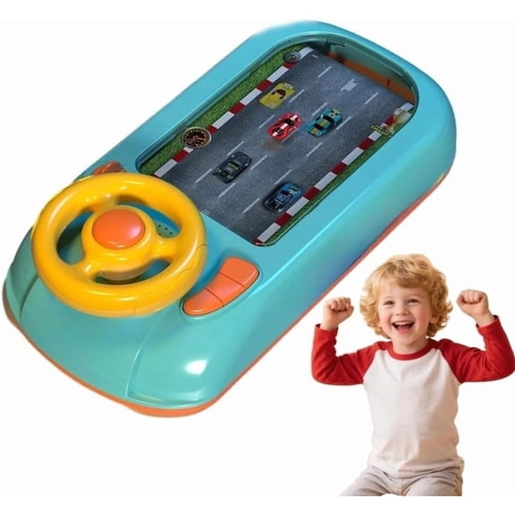 Car Racing Adventure with Steering Wheel,Simulation Driving Steering Wheel, Simulated Driving Experience, Immersive Sound Effects, Safe and Durable, Suitable for Interactive Play (Green)Q