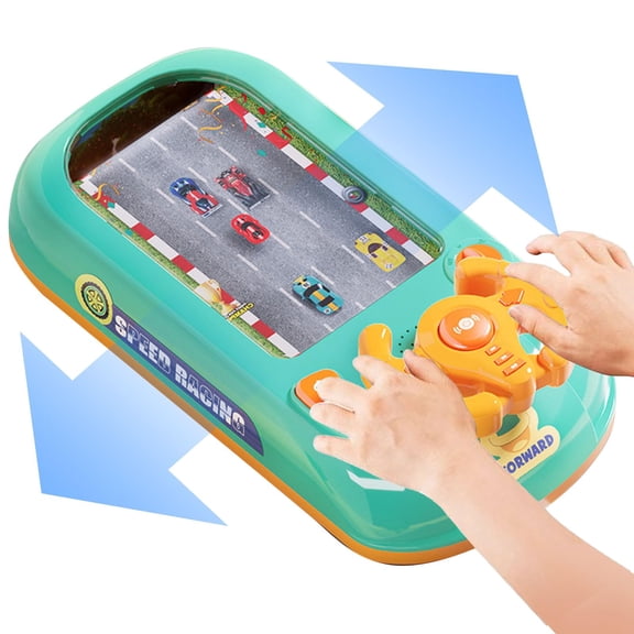 Car Racing Adventure with Steering Wheel, Turborace Interactive Game Set with 200 Challenges, Simulated Driving Racing Car Game with Sound