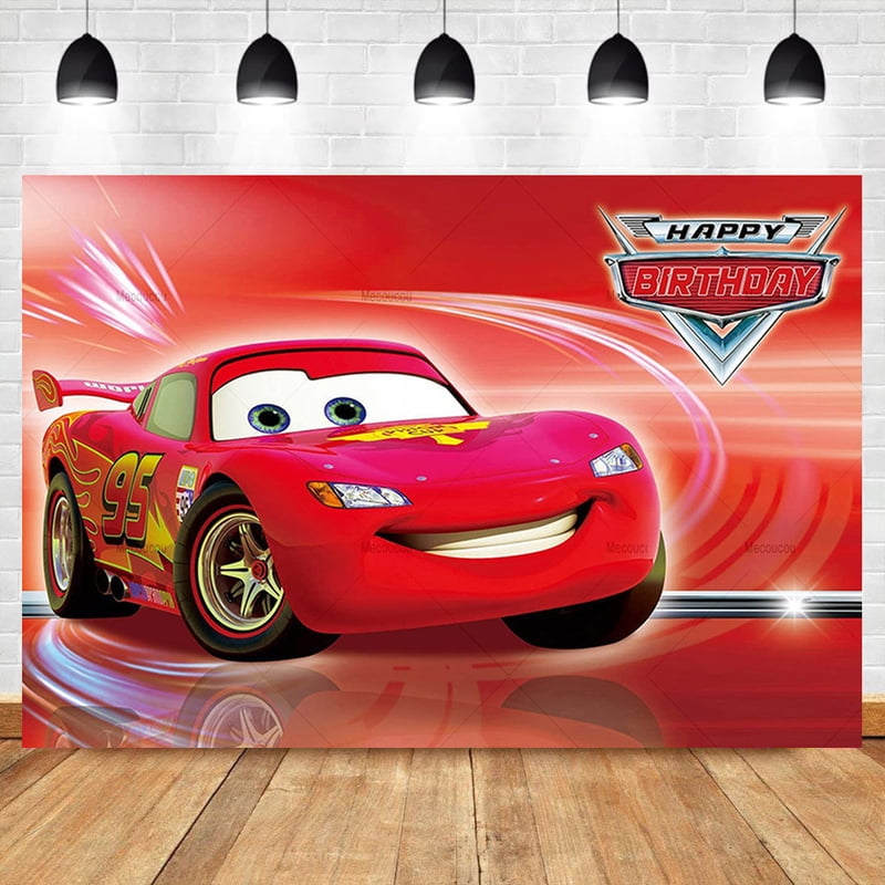 Red Black Luxury Car Custom Name Birthday Backdrop