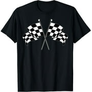 Car Racing Checkered Finish Line Flag Automobile Motor Race T-Shirt Black Small