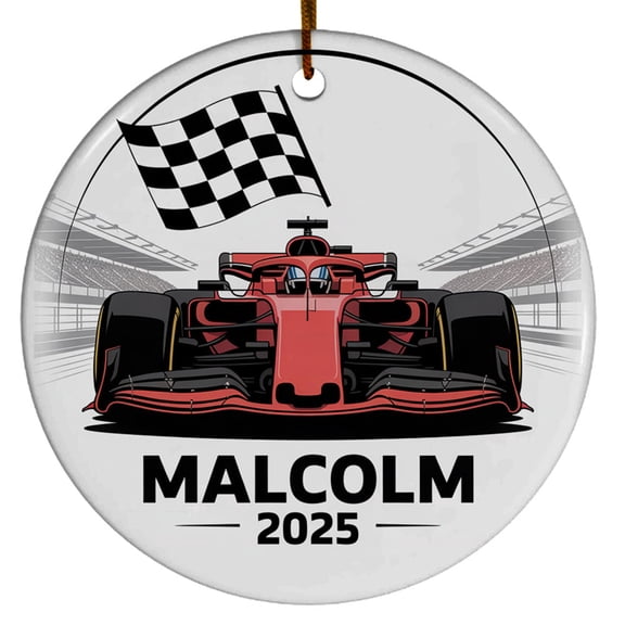Car Racing Racer Christmas Ornaments - Gift for 2025 Team Friends Men Women, Customized Name Car Racing Player Christmas Ornament, Circle Christmas Ornament