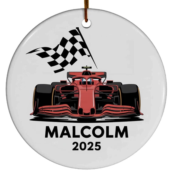Car Racing Racer Christmas Ornaments - Gift for 2025 Team Friends Men Women, Customized Name Car Racing Player Christmas Ornament, Circle Christmas Ornament