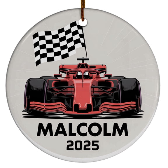 Car Racing Racer Christmas Ornaments - Gift for 2025 Team Friends Men Women, Customized Name Car Racing Player Christmas Ornament, Circle Christmas Ornament