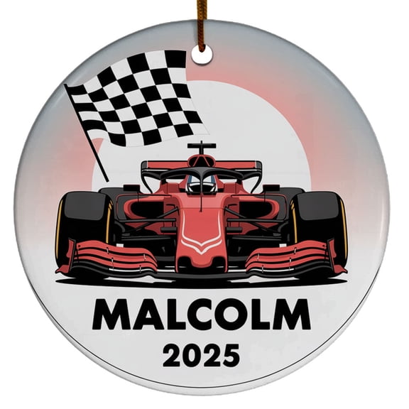 Car Racing Racer Christmas Ornaments - Gift for 2025 Team Friends Men Women, Customized Name Car Racing Player Christmas Ornament, Circle Christmas Ornament