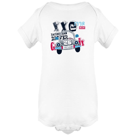 Car Racing Team Driver Doodle Bodysuit Infant -Image by Shutterstock, Newborn