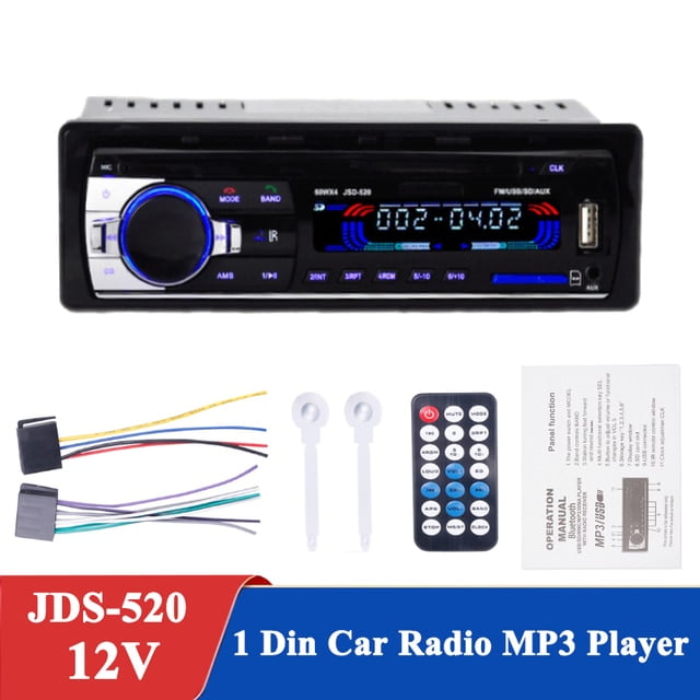Car Radio 1 DIN Bluetooth Car Radio Stereo Player 12V FM Aux Input
