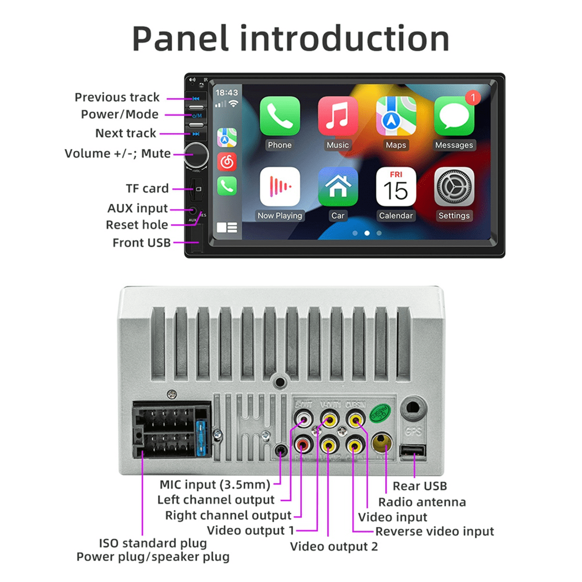 Car Radio 7Inch HD Touch Screen Autoradio CarPlay Android Auto ...