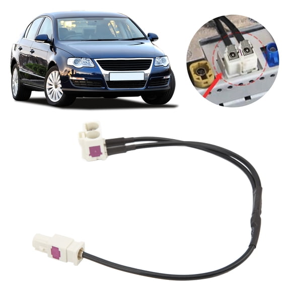 Car Radio Antenna Adapter Cable, Converts 2 To 1 Interface For Enhanced Reception, Durable ABS