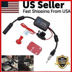 Car Radio Antenna Signal Amplifier, Universal 12V AM FM Inline Signal Booster for Automotive Audio Stereo Head Unit, Anti-Interference Radio Aerial Enhancer, Universal Black
