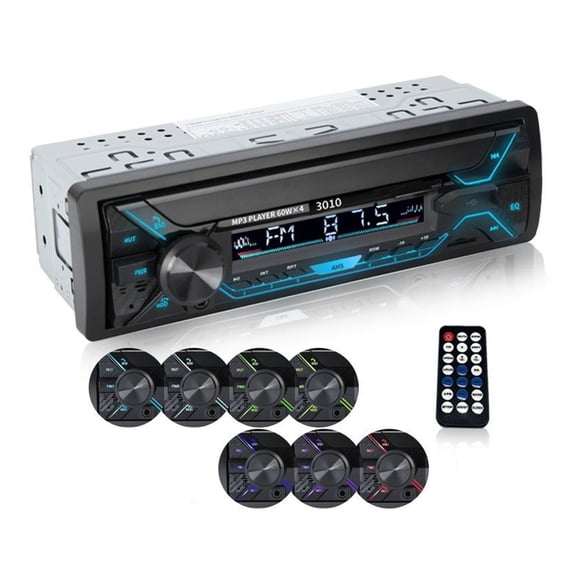 Car Radio Audio 1din Bluetooth Stereo MP3 Player FM Receiver 60Wx4 With Colorful Lights AUX/USB/TF Card In Dash Kit ,Multi-Transmission